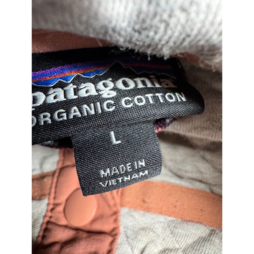 Patagonia Organic Cotton Quilt Snap-T Pullover Grey Orange Women Large - Picture 5 of 7
